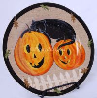 Sakura Warren Kimble PUMPKIN DREAMS Salad Plate - BROWN